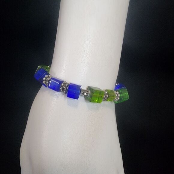 Blue & Green Glass Bracelet - Picture 1 of 4